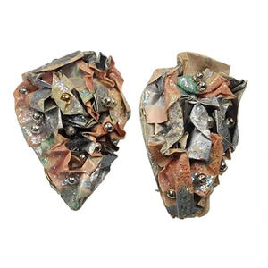 Vintage Artisan Beaded Glitter Earrings Clip on